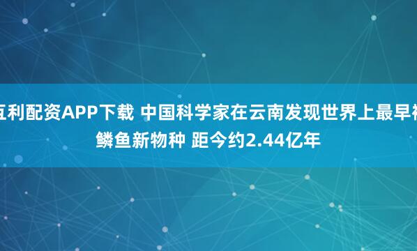 互利配资APP下载 中国科学家在云南发现世界上最早褶鳞鱼新物种 距今约2.44亿年